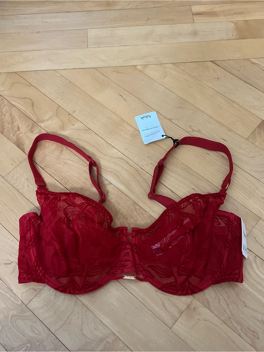 Aubade Red Lace Bra 32G NWT